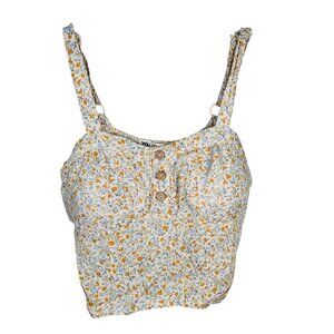 Wallflower Size Large Floral Corset Top Crop Rayon Ruched
